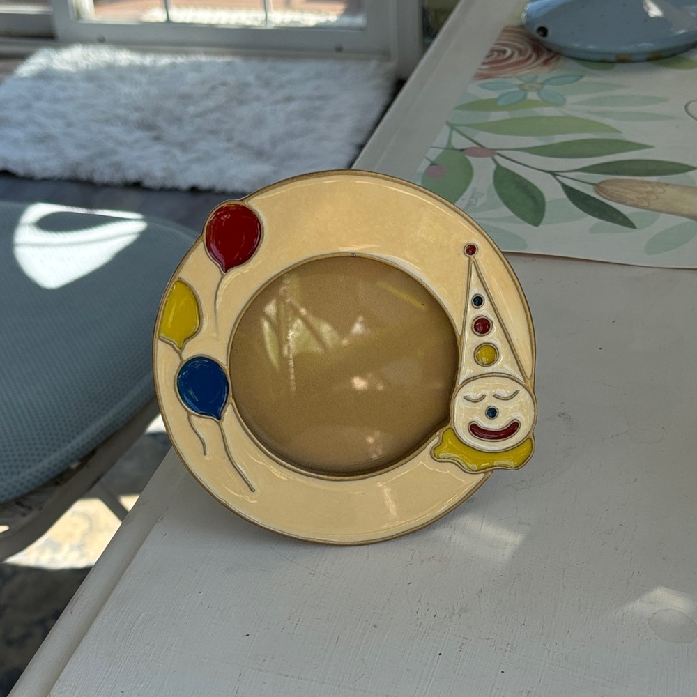 Vintage Colorful Enamel Clown Picture Frame